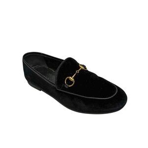 Gucci Brixton Horsebit Loafers Women's EU 36 US 6 Black Velvet Slip On Flats